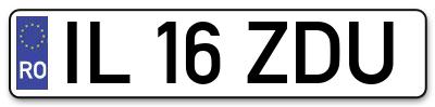 Placuta inmatriculare numar auto  IL-16-ZDU, IL 16 ZDU, IL16ZDU