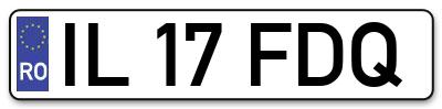 Placuta inmatriculare numar auto  IL-17-FDQ, IL 17 FDQ, IL17FDQ