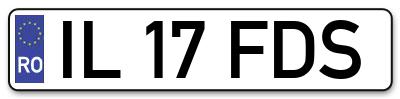 Placuta inmatriculare numar auto  IL-17-FDS, IL 17 FDS, IL17FDS