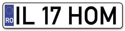 Placuta inmatriculare numar auto  IL-17-HOM, IL 17 HOM, IL17HOM
