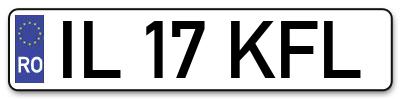 Placuta inmatriculare numar auto  IL-17-KFL, IL 17 KFL, IL17KFL