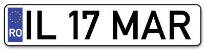 Placuta inmatriculare numar auto  IL-17-MAR, IL 17 MAR, IL17MAR