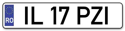 Placuta inmatriculare numar auto  IL-17-PZI, IL 17 PZI, IL17PZI