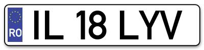 Placuta inmatriculare numar auto  IL-18-LYV, IL 18 LYV, IL18LYV