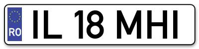 Placuta inmatriculare numar auto  IL-18-MHI, IL 18 MHI, IL18MHI
