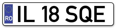 Placuta inmatriculare numar auto  IL-18-SQE, IL 18 SQE, IL18SQE