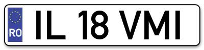 Placuta inmatriculare numar auto  IL-18-VMI, IL 18 VMI, IL18VMI