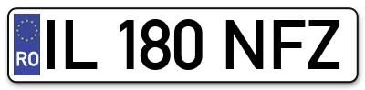 Placuta inmatriculare numar auto  IL-180-NFZ, IL 180 NFZ, IL180NFZ