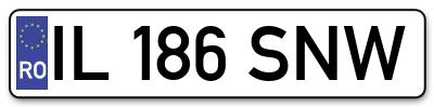 Placuta inmatriculare numar auto  IL-186-SNW, IL 186 SNW, IL186SNW