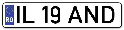 Placuta inmatriculare numar auto  IL-19-AND, IL 19 AND, IL19AND
