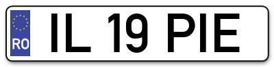 Placuta inmatriculare numar auto  IL-19-PIE, IL 19 PIE, IL19PIE