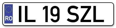 Placuta inmatriculare numar auto  IL-19-SZL, IL 19 SZL, IL19SZL
