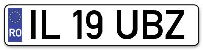 Placuta inmatriculare numar auto  IL-19-UBZ, IL 19 UBZ, IL19UBZ