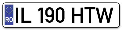 Placuta inmatriculare numar auto  IL-190-HTW, IL 190 HTW, IL190HTW