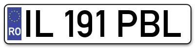 Placuta inmatriculare numar auto  IL-191-PBL, IL 191 PBL, IL191PBL