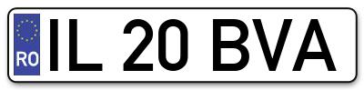 Placuta inmatriculare numar auto  IL-20-BVA, IL 20 BVA, IL20BVA
