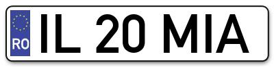 Placuta inmatriculare numar auto  IL-20-MIA, IL 20 MIA, IL20MIA