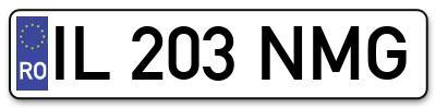 Placuta inmatriculare numar auto  IL-203-NMG, IL 203 NMG, IL203NMG
