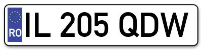 Placuta inmatriculare numar auto  IL-205-QDW, IL 205 QDW, IL205QDW