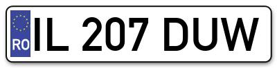 Placuta inmatriculare numar auto  IL-207-DUW, IL 207 DUW, IL207DUW