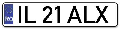 Placuta inmatriculare numar auto  IL-21-ALX, IL 21 ALX, IL21ALX