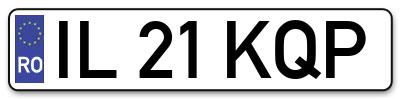 Placuta inmatriculare numar auto  IL-21-KQP, IL 21 KQP, IL21KQP
