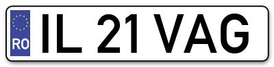 Placuta inmatriculare numar auto  IL-21-VAG, IL 21 VAG, IL21VAG
