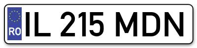 Placuta inmatriculare numar auto  IL-215-MDN, IL 215 MDN, IL215MDN