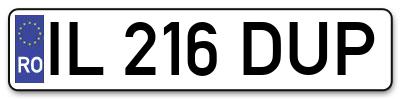 Placuta inmatriculare numar auto  IL-216-DUP, IL 216 DUP, IL216DUP