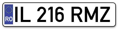 Placuta inmatriculare numar auto  IL-216-RMZ, IL 216 RMZ, IL216RMZ