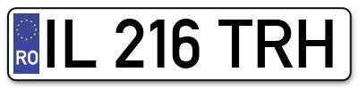 Placuta inmatriculare numar auto  IL-216-TRH, IL 216 TRH, IL216TRH