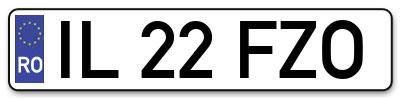 Placuta inmatriculare numar auto  IL-22-FZO, IL 22 FZO, IL22FZO