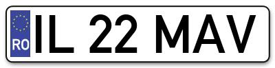 Placuta inmatriculare numar auto  IL-22-MAV, IL 22 MAV, IL22MAV