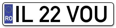 Placuta inmatriculare numar auto  IL-22-VOU, IL 22 VOU, IL22VOU