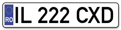 Placuta inmatriculare numar auto  IL-222-CXD, IL 222 CXD, IL222CXD