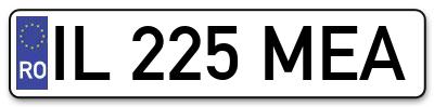 Placuta inmatriculare numar auto  IL-225-MEA, IL 225 MEA, IL225MEA