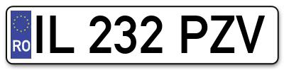 Placuta inmatriculare numar auto  IL-232-PZV, IL 232 PZV, IL232PZV