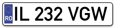Placuta inmatriculare numar auto  IL-232-VGW, IL 232 VGW, IL232VGW