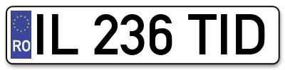 Placuta inmatriculare numar auto  IL-236-TID, IL 236 TID, IL236TID