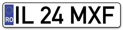 Placuta inmatriculare numar auto  IL-24-MXF, IL 24 MXF, IL24MXF