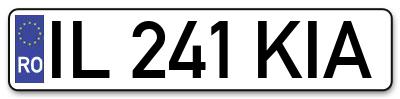 Placuta inmatriculare numar auto  IL-241-KIA, IL 241 KIA, IL241KIA