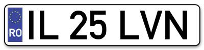 Placuta inmatriculare numar auto  IL-25-LVN, IL 25 LVN, IL25LVN
