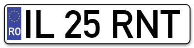 Placuta inmatriculare numar auto  IL-25-RNT, IL 25 RNT, IL25RNT