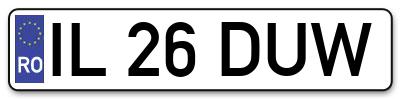 Placuta inmatriculare numar auto  IL-26-DUW, IL 26 DUW, IL26DUW