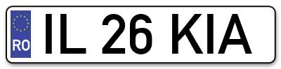 Placuta inmatriculare numar auto  IL-26-KIA, IL 26 KIA, IL26KIA