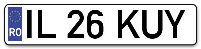 Placuta inmatriculare numar auto  IL-26-KUY, IL 26 KUY, IL26KUY