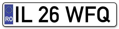 Placuta inmatriculare numar auto  IL-26-WFQ, IL 26 WFQ, IL26WFQ