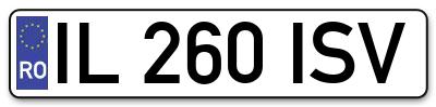 Placuta inmatriculare numar auto  IL-260-ISV, IL 260 ISV, IL260ISV