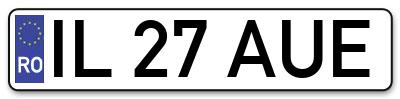 Placuta inmatriculare numar auto  IL-27-AUE, IL 27 AUE, IL27AUE