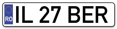 Placuta inmatriculare numar auto  IL-27-BER, IL 27 BER, IL27BER